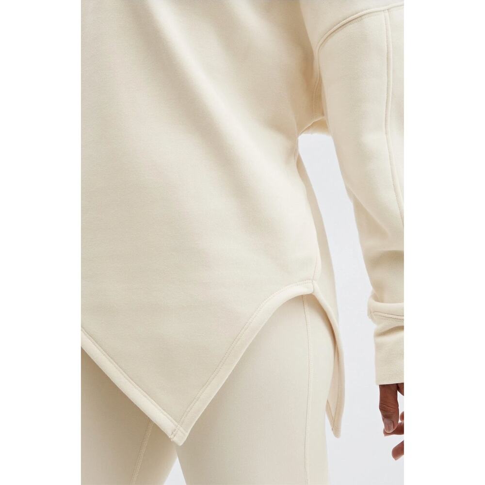 Fabletics Cream Mira Pullover V-Neck Asymmetric Fleece Sweatshirt Large - Picture 3 of 9